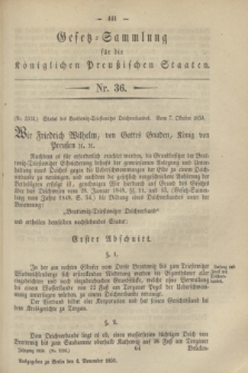 Gesetz-Sammlung für die Königlichen Preußischen Staaten. 1850, Nr. 36 (4 November)