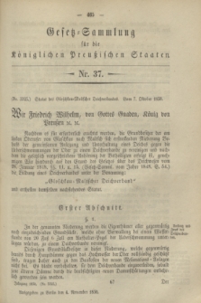 Gesetz-Sammlung für die Königlichen Preußischen Staaten. 1850, Nr. 37 (4 November)