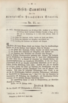 Gesetz-Sammlung für die Königlichen Preußischen Staaten. 1848, Nr. 11 (8 April)