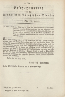 Gesetz-Sammlung für die Königlichen Preußischen Staaten. 1848, Nr. 18 (26 April)