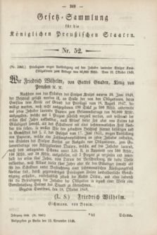 Gesetz-Sammlung für die Königlichen Preußischen Staaten. 1848, Nr. 52 (23 September)
