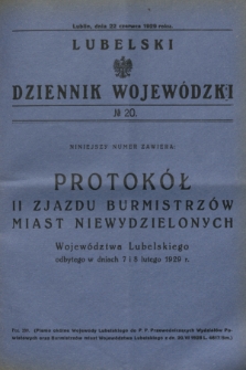 Lubelski Dziennik Wojewódzki. [R.10], № 20 (22 czerwca 1929)