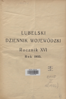 Lubelski Dziennik Wojewódzki. R.16, Skorowidz alfabetyczny do Lubelskiego Dziennika Wojewódzkiego za rok 1935