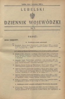 Lubelski Dziennik Wojewódzki. 1939, nr 7 (1 kwietnia)