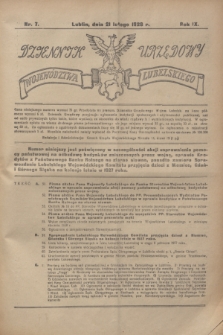 Dziennik Urzędowy Województwa Lubelskiego. R.9, nr 7 (21 lutego 1928)