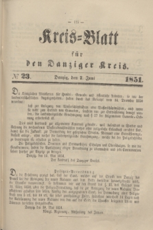 Kreis-Blatt für den Danziger Kreis. 1851, № 23 (7 Juni)