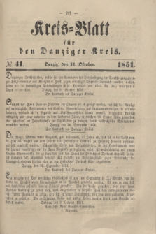 Kreis-Blatt für den Danziger Kreis. 1851, № 41 (11 Oktober)
