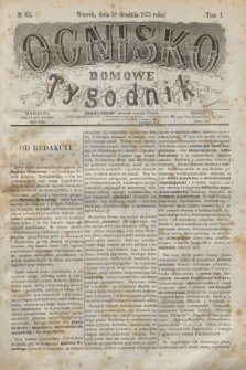 Ognisko Domowe : tygodnik. T.1, № 65 (28 grudnia 1875) + dod.