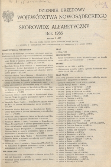 Dziennik Urzędowy Województwa Nowosądeckiego. 1985, Skorowidz alfabetyczny