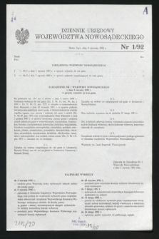 Dziennik Urzędowy Województwa Nowosądeckiego. 1992, nr 1 (9 stycznia)