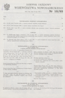 Dziennik Urzędowy Województwa Nowosądeckiego. 1993, nr 10 (10 maja)