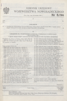 Dziennik Urzędowy Województwa Nowosądeckiego. 1994, nr 5 (30 kwietnia)
