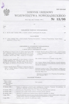 Dziennik Urzędowy Województwa Nowosądeckiego. 1996, nr 12 (4 kwietnia)