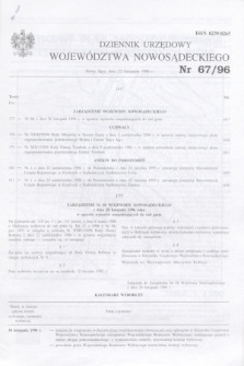 Dziennik Urzędowy Województwa Nowosądeckiego. 1996, nr 67 (22 listopada)
