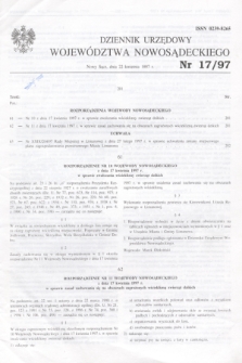 Dziennik Urzędowy Województwa Nowosądeckiego. 1997, nr 17 (22 kwietnia)