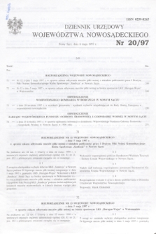 Dziennik Urzędowy Województwa Nowosądeckiego. 1997, nr 20 (6 maja)