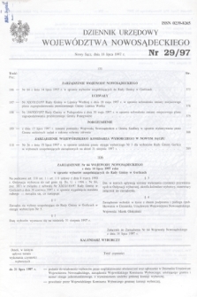 Dziennik Urzędowy Województwa Nowosądeckiego. 1997, nr 29 (18 lipca)