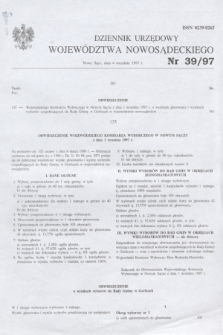 Dziennik Urzędowy Województwa Nowosądeckiego. 1997, nr 39 (4 września)