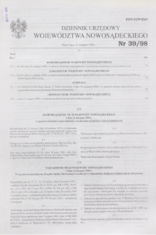 Dziennik Urzędowy Województwa Nowosądeckiego. 1998, nr 39 (21 sierpnia)