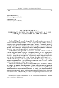 Poradniki savoir-vivre’u.Bibliografia druków tego typu wydanych w Polsce lub w języku polskim do po-łowy XX wieku