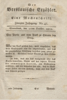 Der Breslauische Erzähler : eine Wochenschrift. Jg.2, No. 41 (10 October 1801) + wkładka