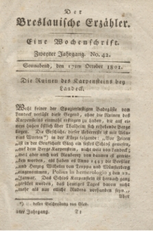 Der Breslauische Erzähler : eine Wochenschrift. Jg.2, No. 42 (17 October 1801) + wkładka