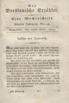 Der Breslauische Erzähler : eine Wochenschrift. Jg.4, No. 44 (29 October 1803) + wkładka