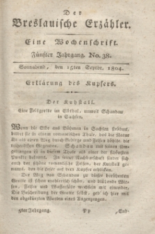 Der Breslauische Erzähler : eine Wochenschrift. Jg.5, No. 38 (15 September 1804) + wkładka