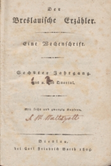 Der Breslauische Erzähler : eine Wochenschrift. Register über den sechsten Jahrgang des Erzählers (1805)