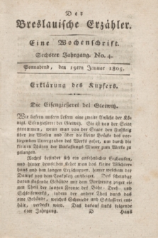 Der Breslauische Erzähler : eine Wochenschrift. Jg.6, No. 4 (19 Januar 1805) + wkładka