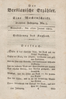 Der Breslauische Erzähler : eine Wochenschrift. Jg.6, No. 5 (26 Januar 1805) + wkładka