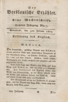 Der Breslauische Erzähler : eine Wochenschrift. Jg.6, No. 7 (9 Februar 1805) + wkładka