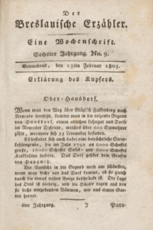 Der Breslauische Erzähler : eine Wochenschrift. Jg.6, No. 9 (23 Februar 1805) + wkładka