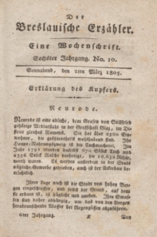 Der Breslauische Erzähler : eine Wochenschrift. Jg.6, No. 10 (2 März 1805) + wkładka