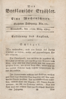 Der Breslauische Erzähler : eine Wochenschrift. Jg.6, No. 12 (16 März 1805) + wkładka