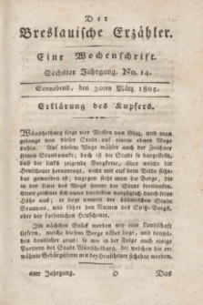 Der Breslauische Erzähler : eine Wochenschrift. Jg.6, No. 14 (30 März 1805) + wkładka