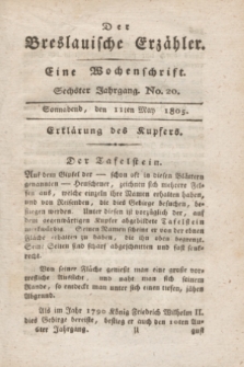 Der Breslauische Erzähler : eine Wochenschrift. Jg.6, No. 20 (11 May 1805) + wkładka