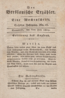 Der Breslauische Erzähler : eine Wochenschrift. Jg.6, No. 28 (6 July 1805) + wkładka