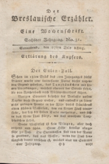 Der Breslauische Erzähler : eine Wochenschrift. Jg.6, No. 31 (27 July 1805) + wkładka