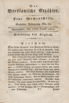 Der Breslauische Erzähler : eine Wochenschrift. Jg.6, No. 33 (10 August 1805) + wkładka
