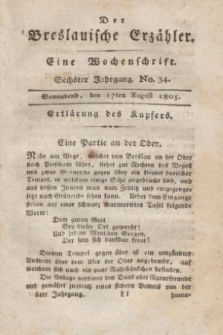 Der Breslauische Erzähler : eine Wochenschrift. Jg.6, No. 34 (17 August 1805) + wkładka