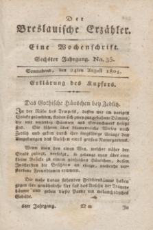 Der Breslauische Erzähler : eine Wochenschrift. Jg.6, No. 35 (24 August 1805) + wkładka