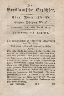 Der Breslauische Erzähler : eine Wochenschrift. Jg.6, No. 36 (3 August 1805) + wkładka