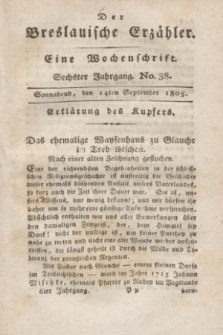 Der Breslauische Erzähler : eine Wochenschrift. Jg.6, No. 38 (14 September 1805) + wkładka