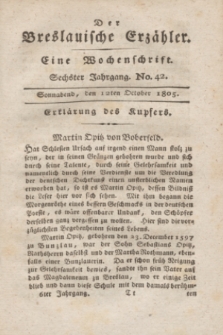 Der Breslauische Erzähler : eine Wochenschrift. Jg.6, No. 42 (12 October 1805) + wkładka