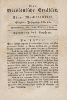 Der Breslauische Erzähler : eine Wochenschrift. Jg.6, No. 43 (19 October 1805) + wkładka