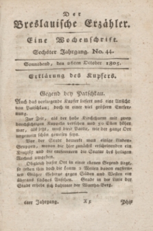 Der Breslauische Erzähler : eine Wochenschrift. Jg.6, No. 44 (26 October 1805) + wkładka