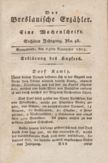 Der Breslauische Erzähler : eine Wochenschrift. Jg.6, No. 48 (23 November 1805) + wkładka