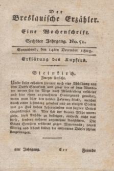 Der Breslauische Erzähler : eine Wochenschrift. Jg.6, No. 51 (14 December 1805) + wkładka