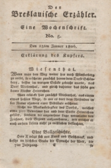 Der Breslauische Erzähler : eine Wochenschrift. Jg.7, No. 5 (25 Januar 1806) + wkładka